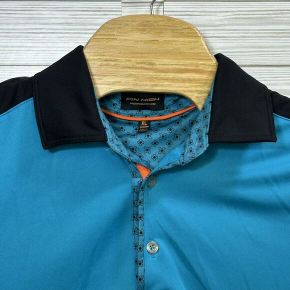 Other - Pin High Men's Performance Golf Polo Sz XL Teal/Black Quick‎ Dry Polyester